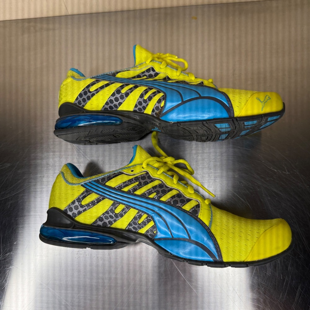 RARE Vtg Y2k Puma Running Shoes Womens Yellow Blue Size 10 2000s - Picture 3 of 9